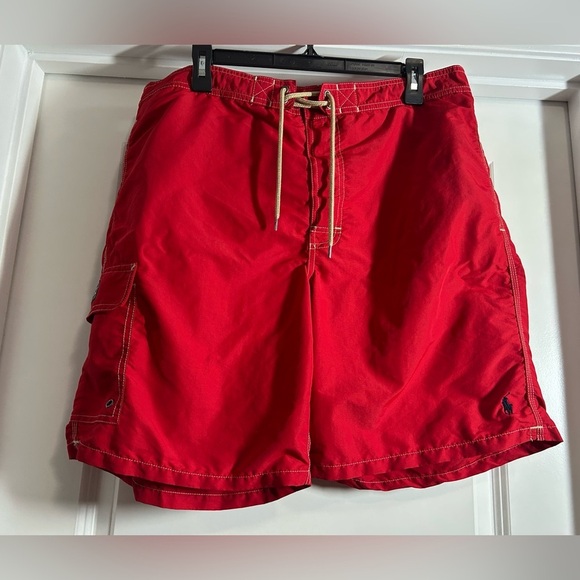 Ralph Lauren Red Swim Shorts with Drawstring - Picture 1 of 2